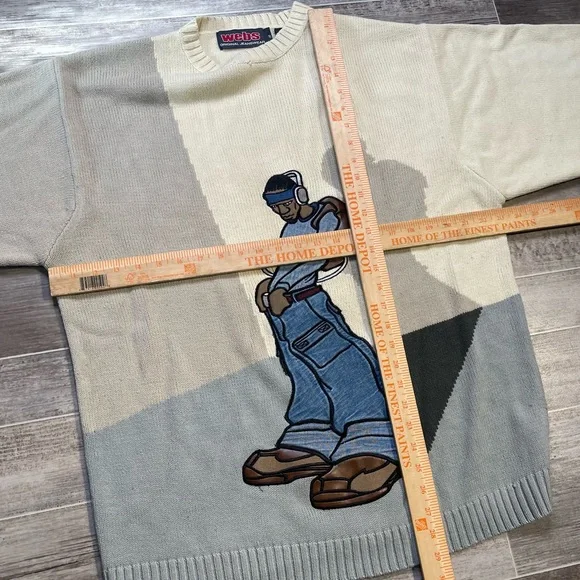 Vintage Y2K Webs Shadow Man Knit Graphic Sweater - Picture 7 of 8